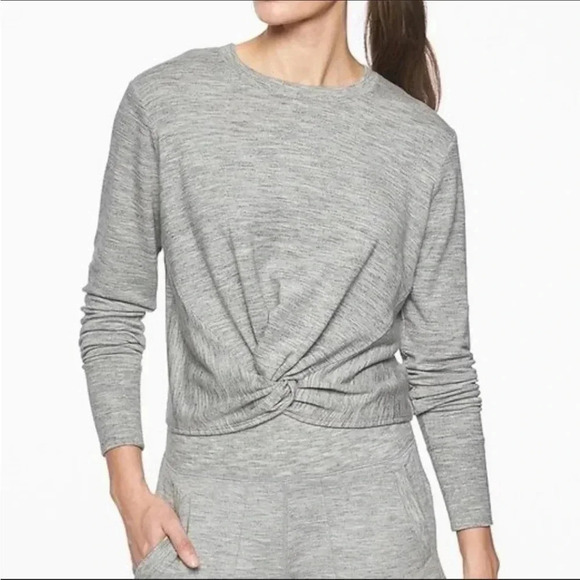 Athleta Twist Front Coaster Sweatshirt Heather Gray Size Small - Picture 1 of 6